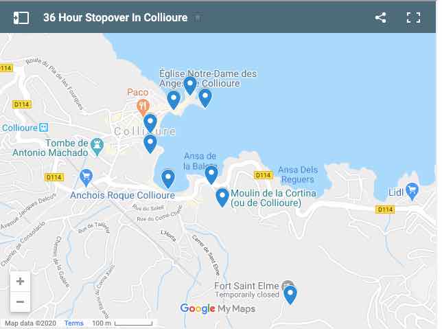 36 Hour Stopover In Collioure Map