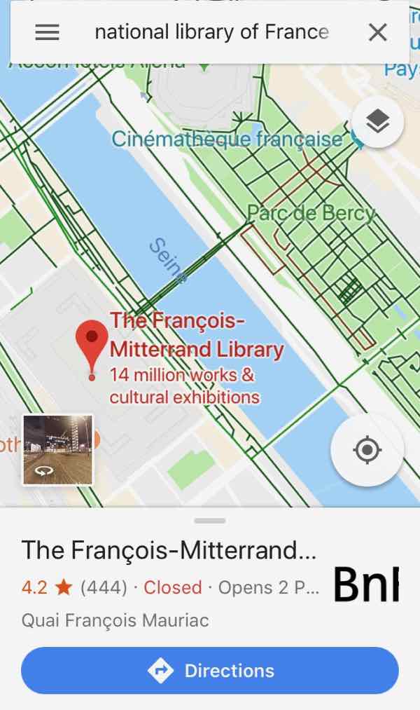 Google map result BNF Francois Mitterrand Site