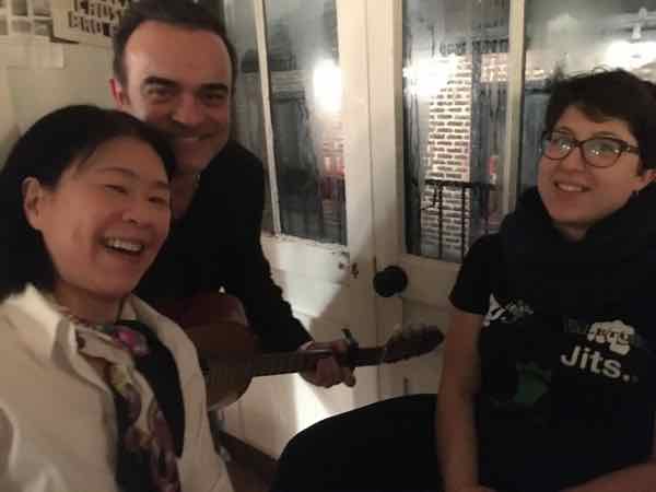Jan with Pascal Lagrandeur and Chloe at Jim Haynes dinner