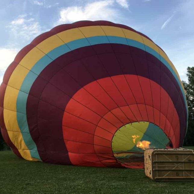 Fan and propane fill the balloon (J. Chung)