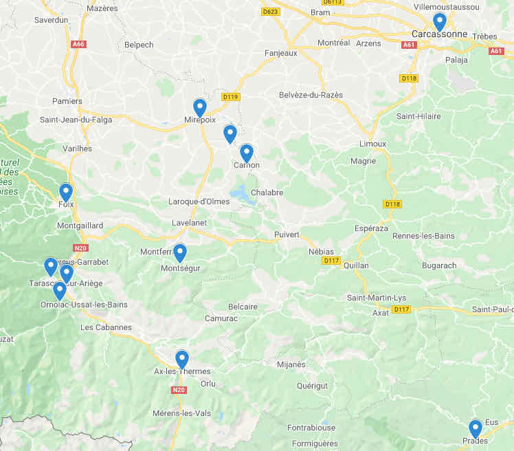 Tarascon-sur-Ariege Sites And Excursions Map
