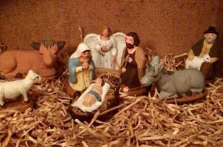 Santon crib scene with baby Jesus
