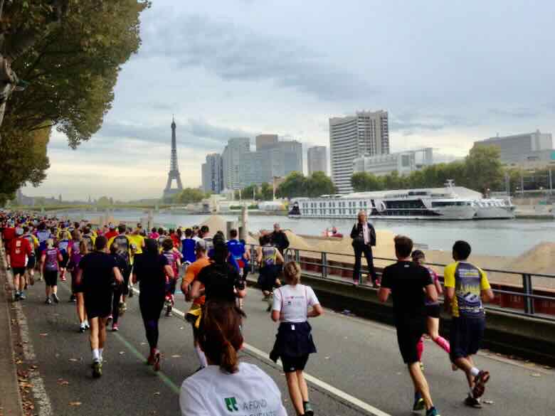 Running along the Seine River, Paris
