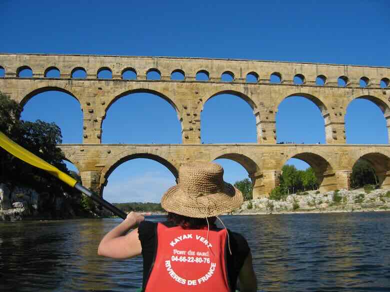 Paddling towards Pont du Gard