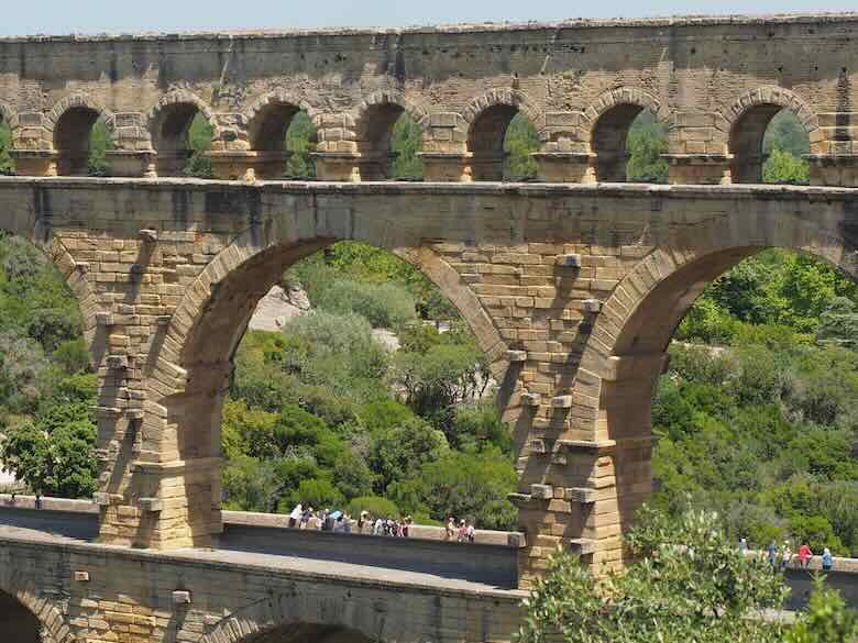 View of lower walkway on Pont du Gard