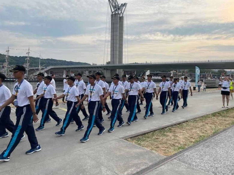 Indonesian sailors join Le Footing des Marins at the Rouen Armada