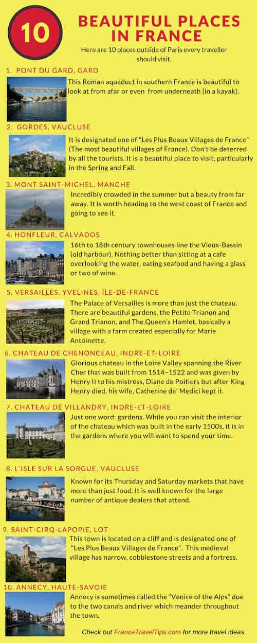 10 Beautiful places in France infographic