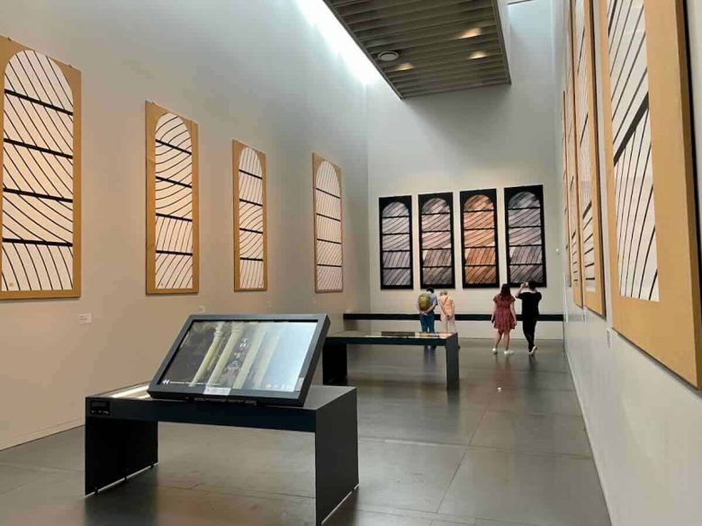 Conques windows illustrated at Musee Soulages in Rodez