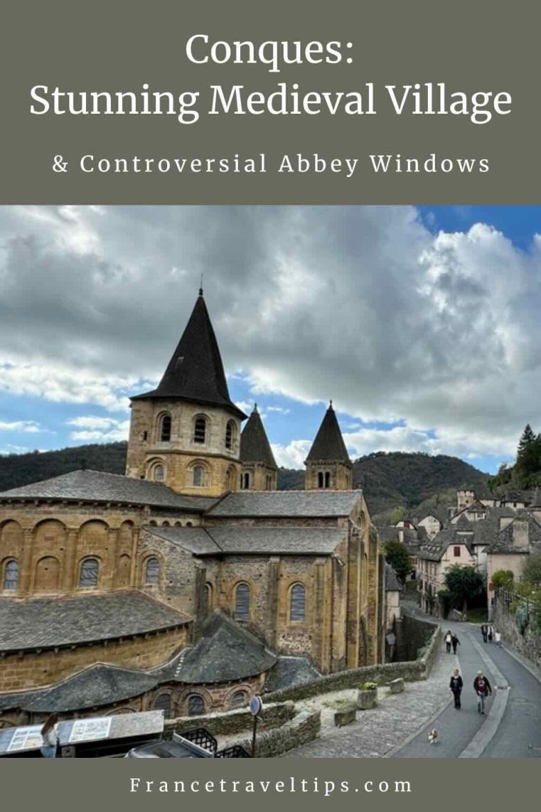Conques main street and Abbatiale Sainte-Foy
