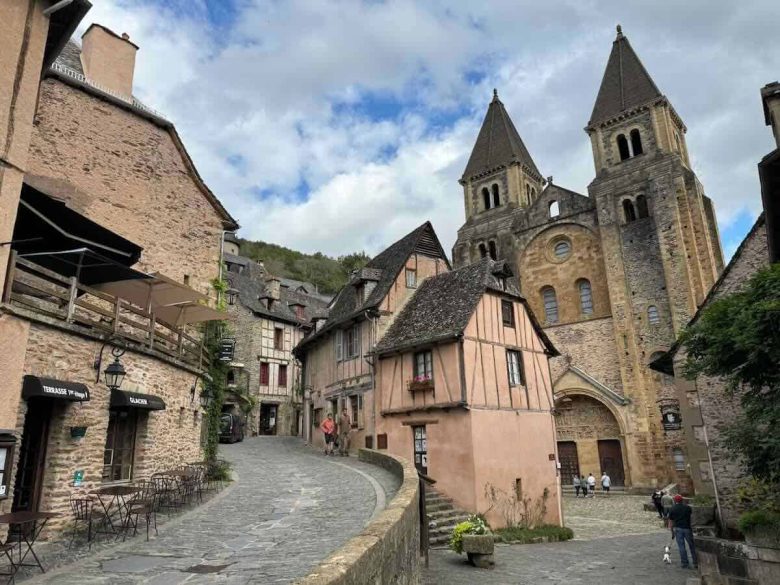 Road leading to Conques centre and  Abbey Sainte-Foy