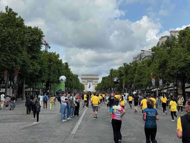 Running up the Champs Elysees-Adidas Paris 10k